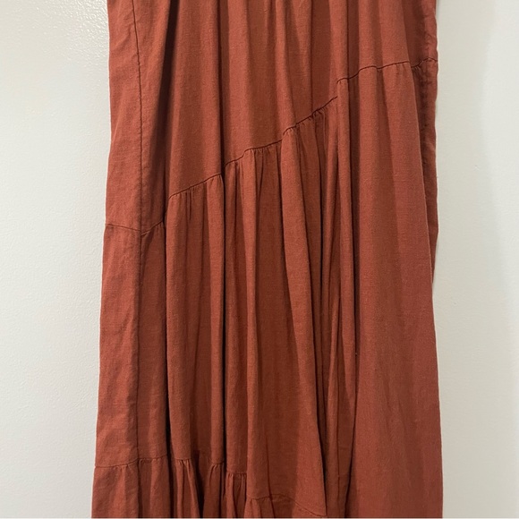 Abercrombie & Fitch Rust Adobe Linen Blend Tiered Maxi Dress Size XS - Picture 10 of 14